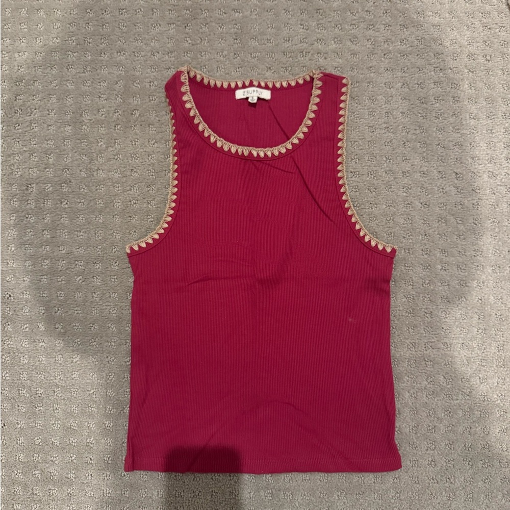 Z Supply Women's PINK Whipstitch Tank Top